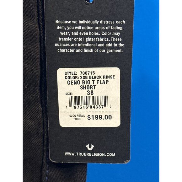 True Religion Mens Geno Relaxed Slim Black Jeans W38 L32 Red Stitch - Picture 2 of 7